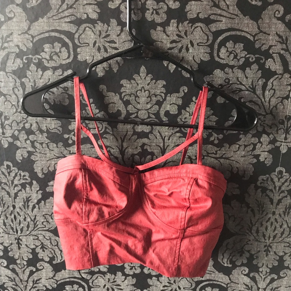 NWOT Burgundy Oxblood Faux Leather Bralette